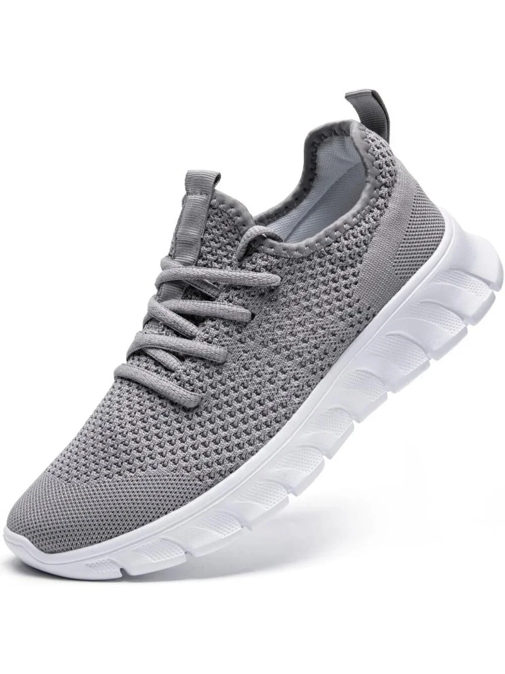 Men's Grey Running Shoes Slip On Tennis Walking Sneakers Workout Sport Shoes